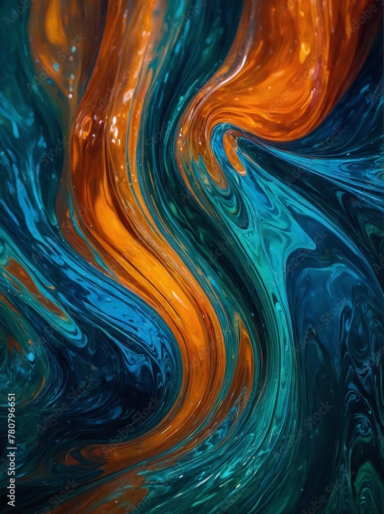 Poster swirling patterns of vibrant colors create mesmerizing visual experience in this image. dominant hue