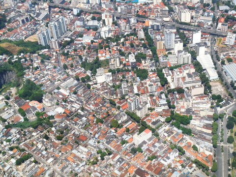 Aerial view of the Tijuca and Maracana neighboorhood streets, Maracana Stadium and Bandeira Square. Rio de Janeiro City, Feb 2018