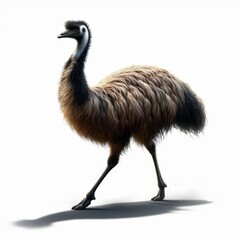 Image of isolated emu against pure white background, ideal for presentations
