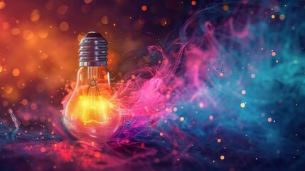 In the midst of a brainstorming session, a vibrant idea bulb illuminates, representing a beacon of innovation and the birth of bright ideas
