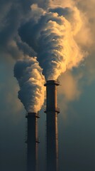 Smoke Billowing from Industrial Chimneys Highlighting Environmental Challenges and the Need for Emission Reduction Strategies