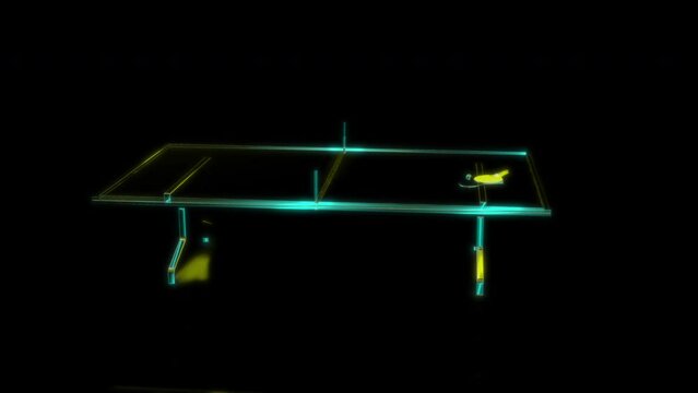 Rendering 3D animation, VISUAL EFFECTS Ping Pong Table Model on a black background