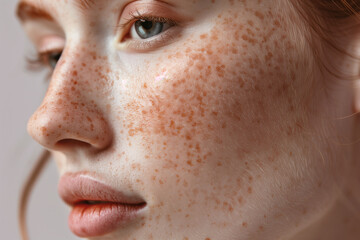 Close-Up of a Person with Freckles and Natural Skin Texture