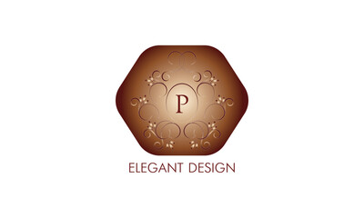Exquisite monogram design with the initial P. Emblem logo restaurant, boutique, jewelry, business.