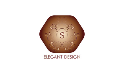 Exquisite monogram design with the initial S. Emblem logo restaurant, boutique, jewelry, business.