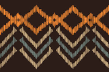 Traditional Ethnic ikat motif fabric pattern background geometric .African Ikat embroidery Ethnic oriental pattern brown background wallpaper. Abstract,vector,illustration.Texture,frame,decoration.