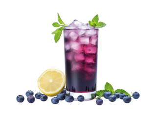Blueberry Lemonade isolated on transparent png background. Generative ai