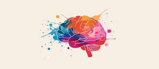 a colorful brain with paint splashes