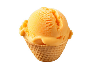 Fototapeta premium Butterscotch Sorbet isolated on transparent png background. Generative ai