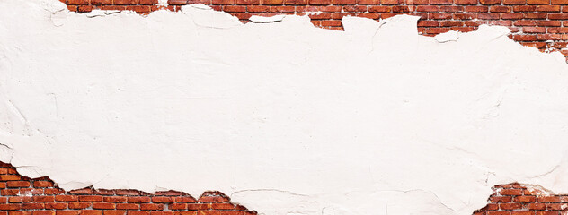brick wall texture with destroyed stucco, background in loft style - 780806609