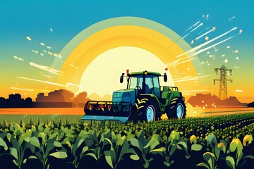 a harvester for harvesting crops in the field. - obrazy, fototapety, plakaty