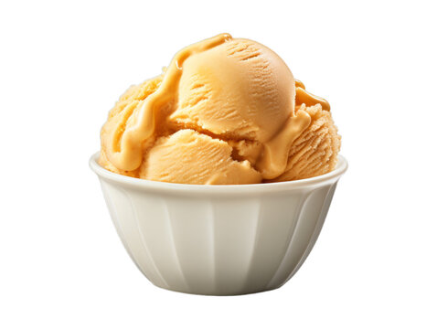 Caramel Sorbet isolated on transparent png background. Generative ai