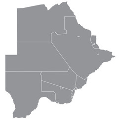 Outline of the map of Botswana with regions