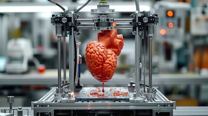 Bioengineered 3D printer produces a human heart. Genetic futuristic technology - 780810007