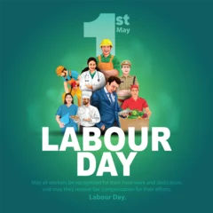 Türaufkleber happy Labour day or international workers day vector illustration. labor day and may day celebration design. © Arun