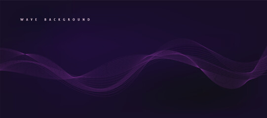 Purple background with flowing wave lines. Futuristic technology concept. Vector illustration