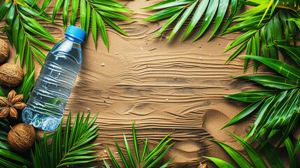Transparent water bottle, crisp and eco-conscious, embodying hydration and portability