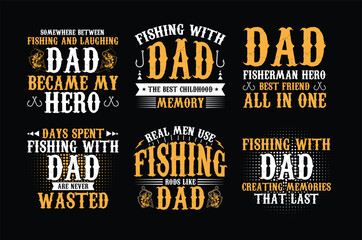 Obraz premium fishing dad SVG t shirt design bundle. fathers day t shirt design bundle