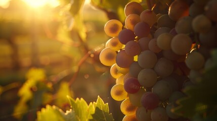 Sunset Glow on Vineyard Grapes