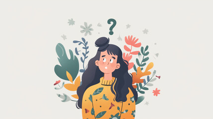 Obraz premium Illustration of person having questions and thinking alot.