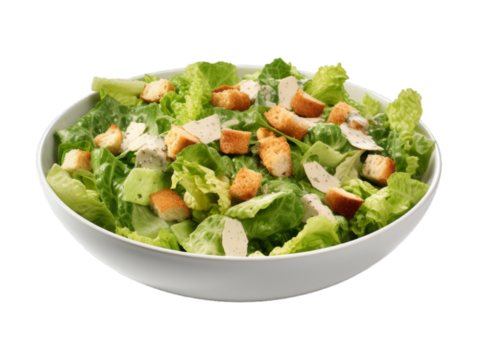 Cashew Caesar Salad isolated on transparent png background. Generative ai