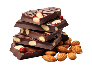 Cashew Chocolate Bark isolated on transparent png background. Generative ai