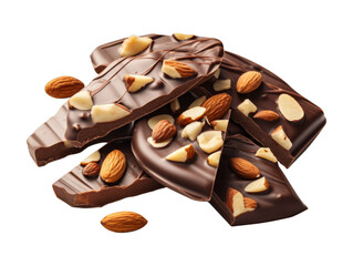 Cashew Chocolate Bark isolated on transparent png background. Generative ai