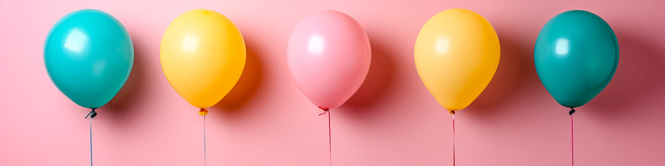 free space on the left corner for title banner with a colorful balloons.
