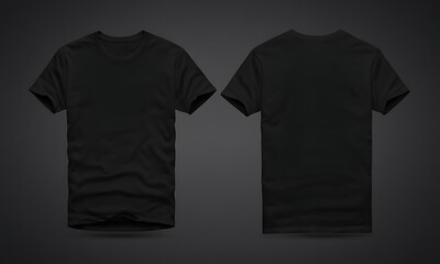 Blank black t-shirt, front and back tshirt, tee mockup template - obrazy, fototapety, plakaty