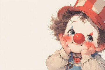 Obraz na płótnie Canvas Cute circus clown. Watercolor illustration. Banner, slider for children's parties.