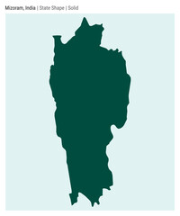 Mizoram, India. Simple vector map. State shape. Solid style. Border of Mizoram. Vector illustration.