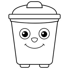 Cute trash can icon vector illustration
