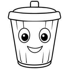 Cute trash can icon vector illustration