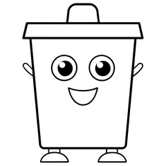 Cute trash can icon vector illustration