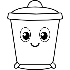 Cute trash can icon vector illustration