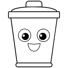 Cute trash can icon vector illustration