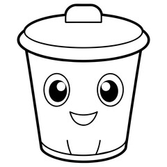 Cute trash can icon vector illustration