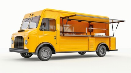 Obraz na płótnie Canvas A 3D rendering of a food truck isolated on a white background