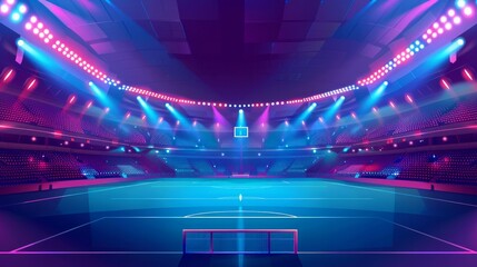 A vector illustration of an illuminated stage at a stadium - obrazy, fototapety, plakaty
