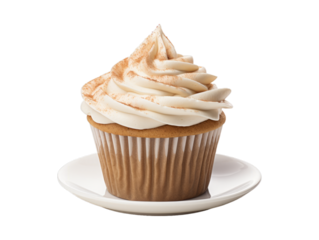 Chai Latte Cupcake isolated on transparent png background. Generative ai