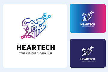 Heart Tech Logo Design Template