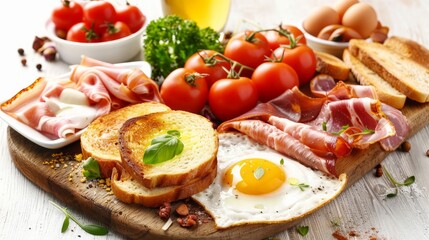 An inviting selection of various breakfast foods, ready to start the day