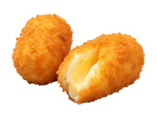 Cheese Croquettes isolated on transparent png background. Generative ai