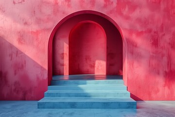 Archway in a pink textured wall