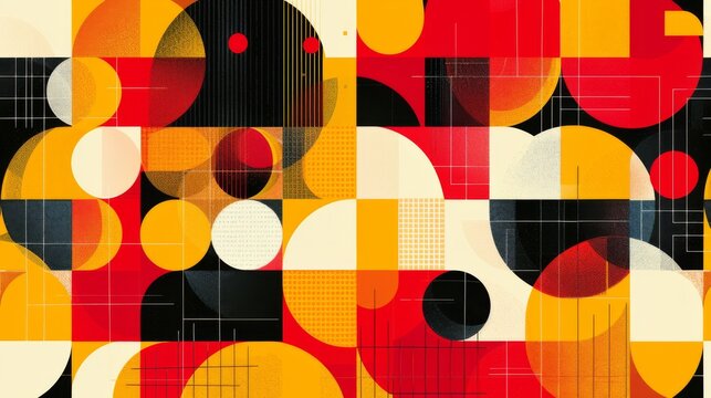 A vibrant and exciting fusion of Bitcoin's rise with abstract quarter patterns in Fiesta and Jester Red, celebrating minimalist design and negative space.