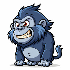 side-view--caricature--cartoon--cute-gorilla--feet