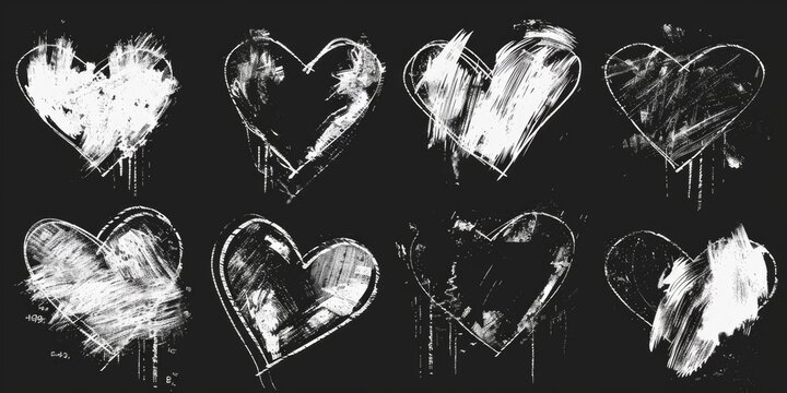 Simple and versatile image of heart shapes drawn with chalk on a blackboard. Great for Valentine's Day or love-themed designs