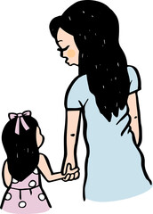 Madre e Hija tomadas de la mano