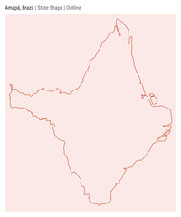 Amapa, Brazil. Simple vector map. State shape. Outline style. Border of Amapa. Vector illustration.