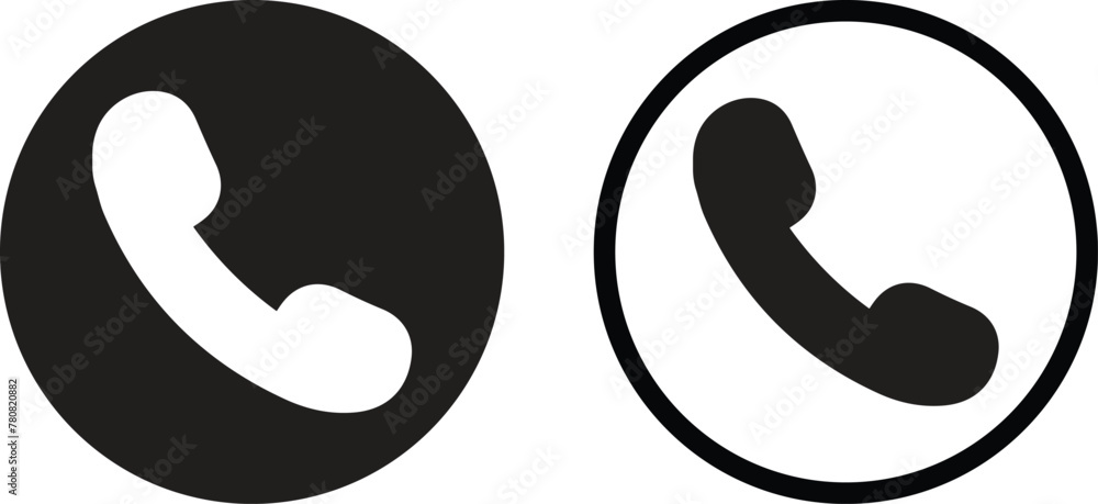 Poster call icon set in two trendy styles isolated on white background . phone icon vector . dial icon